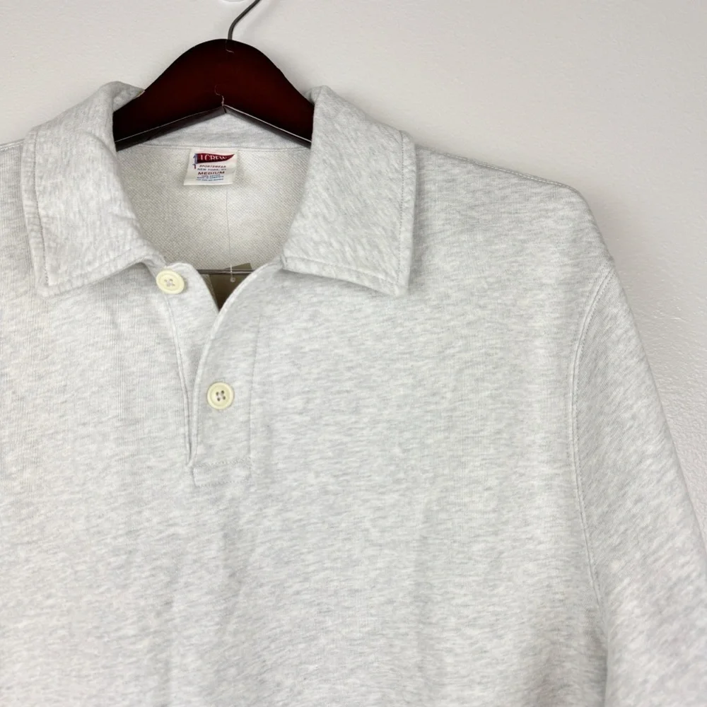 J. Crew Men's Relaxed Lightweight French Terry Polo Sweatshirt Grey Size M NWT
